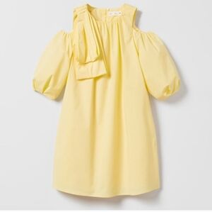 LIKE NEW ZARA GIRL'S YELLOW POPLIN DRESS WITH BOW SZ 7 $46